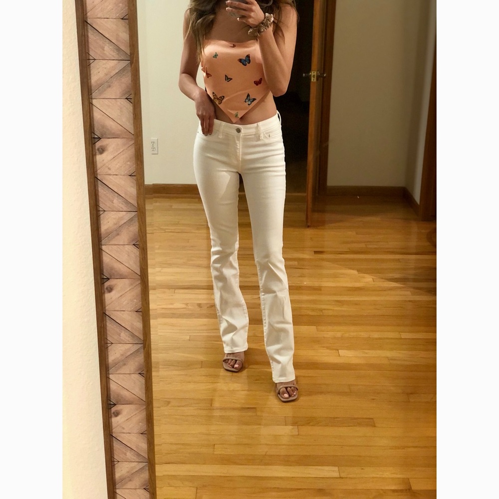 White Abercrombie Boot Cut Jeans